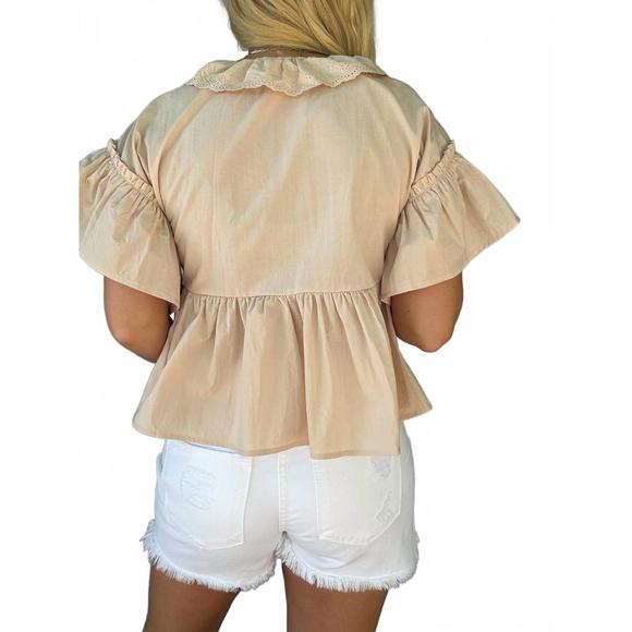 NEW IN FEBRUARY women's babydoll peplin top in ice peach - Picture 2 of 5